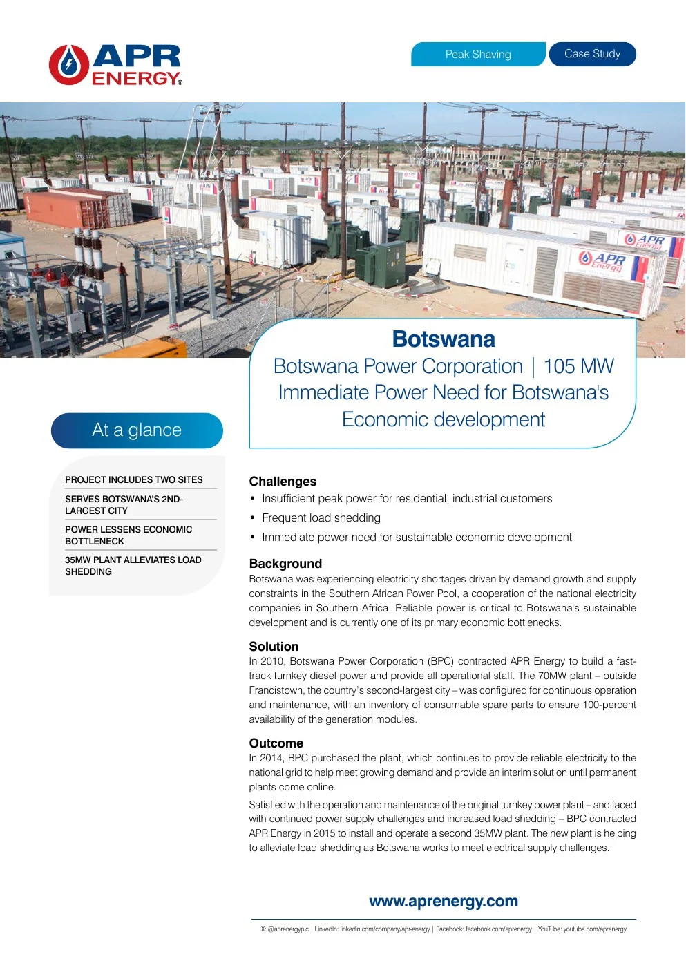 APR Energy Botswana peak shaving case study