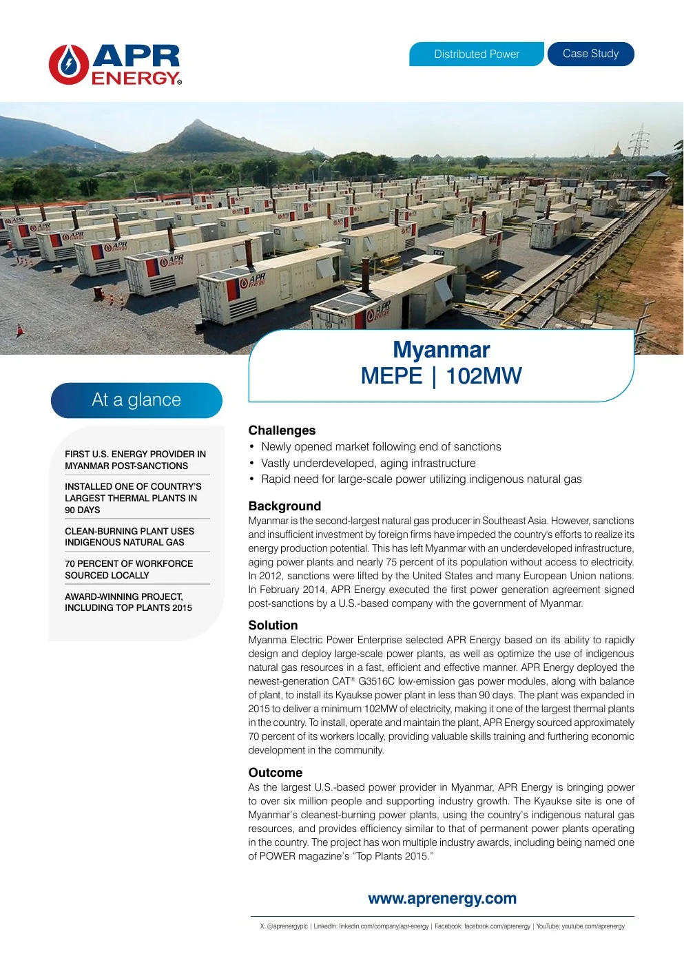 APR Energy Myanmar distributed power case study