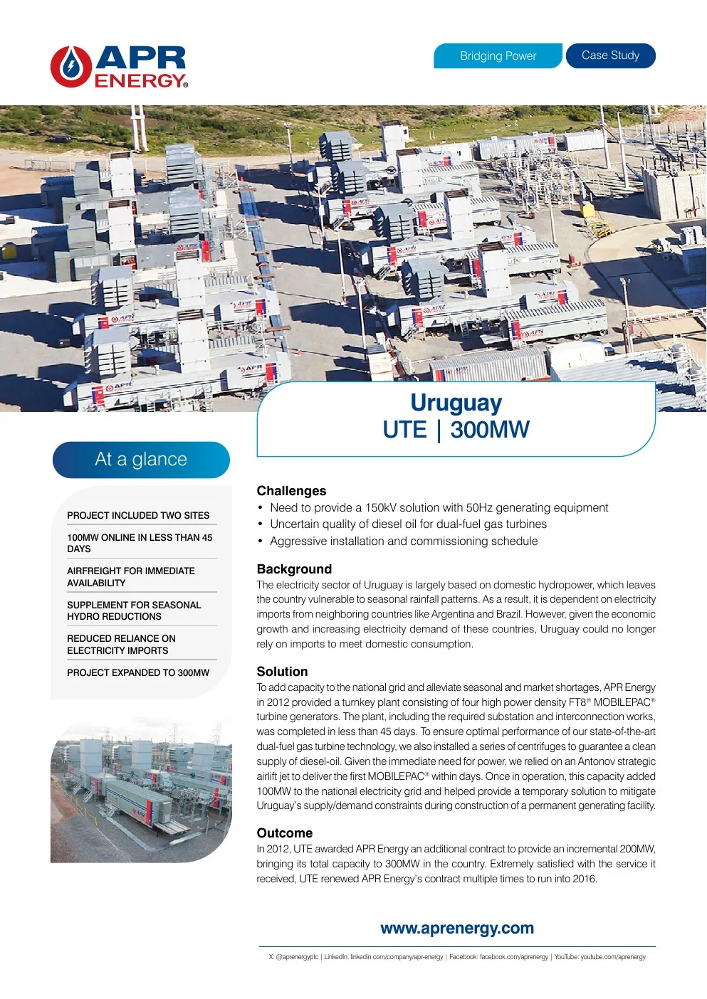 APR Energy Uruguay bridging power case study